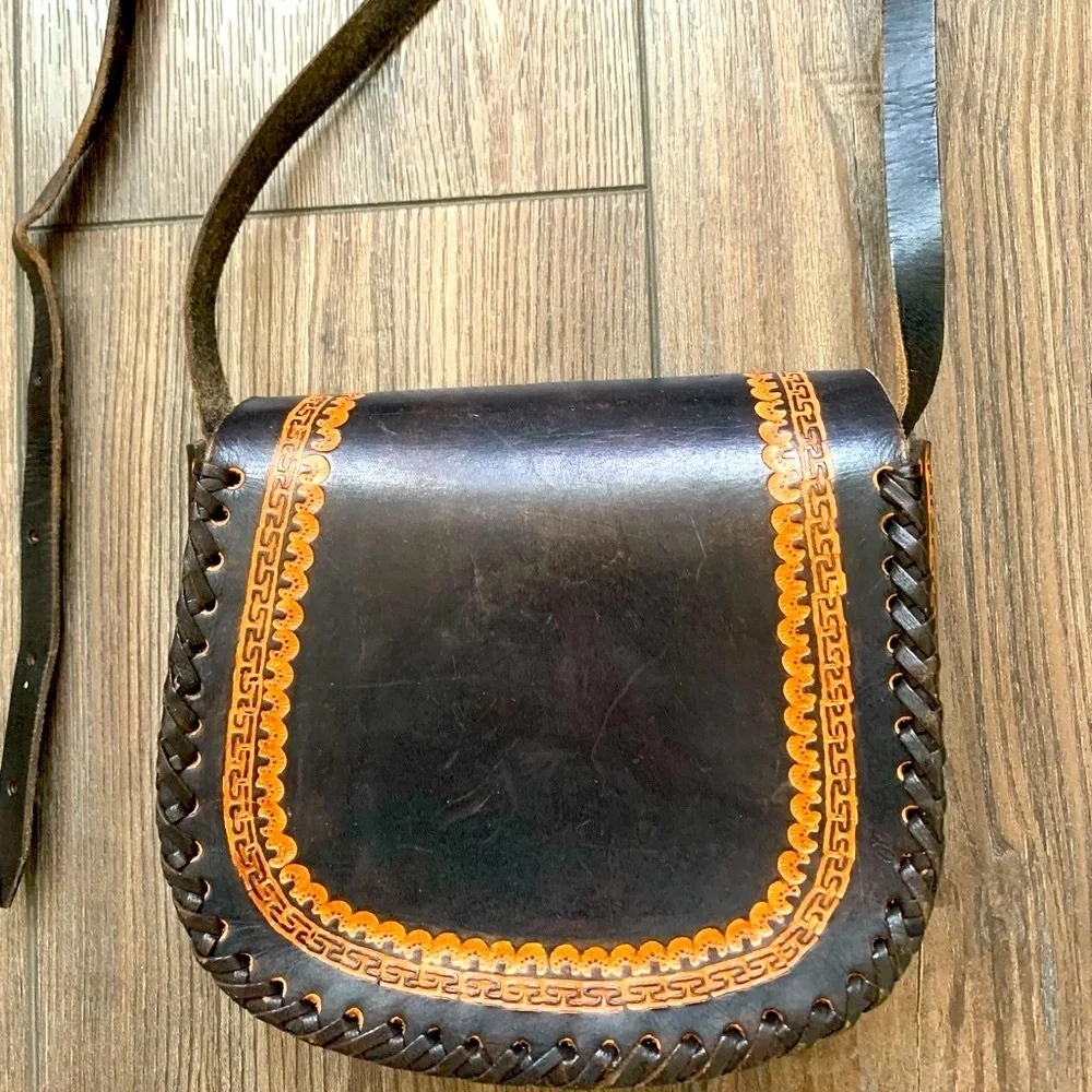 Handcrafted Floral Leather Bag - Picture 4 of 8